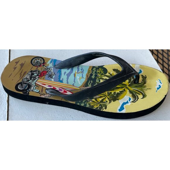 Beach Theme Flip Flops Sandals Men's Size Large (Brand Unknown) - Picture 11 of 16